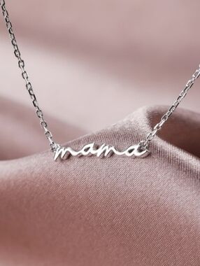Silver Mama Script Necklace Stainless Steel Mother’s Day Gift Dainty Jewelry